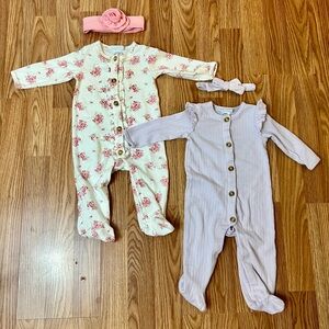 Pink Floral and Lavender One Piece Set for Baby Girl